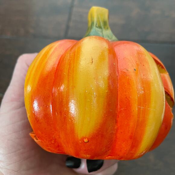 Ceramic Pumpkin Candle Holder Jack O Lantern Votive Tea Light Chelsea Home VTG - Picture 5 of 9